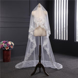 Vintage One Tier Tulle Lace Long Wedding Veil