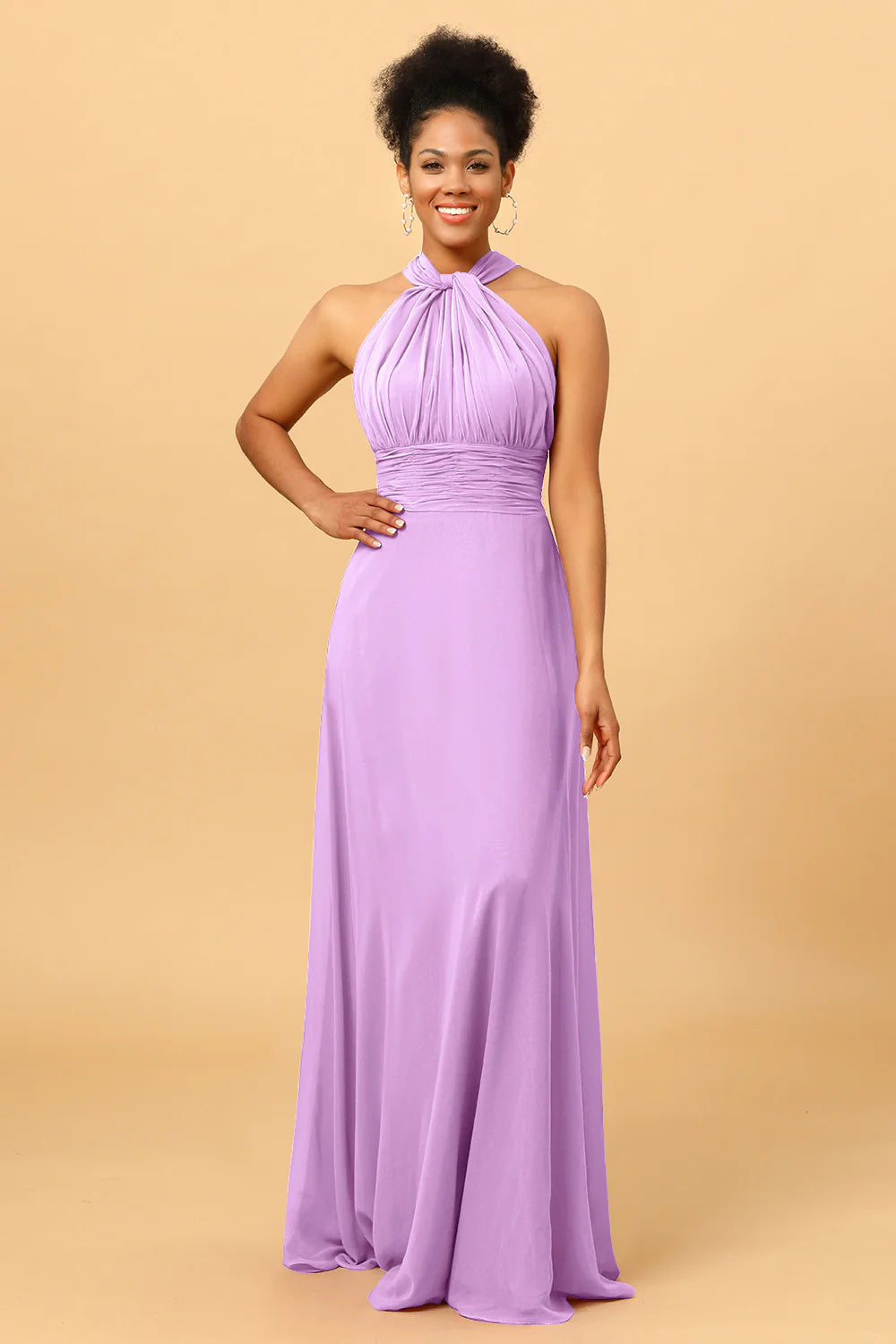 A Line Convertible Long Chiffon Bridesmaid Dress