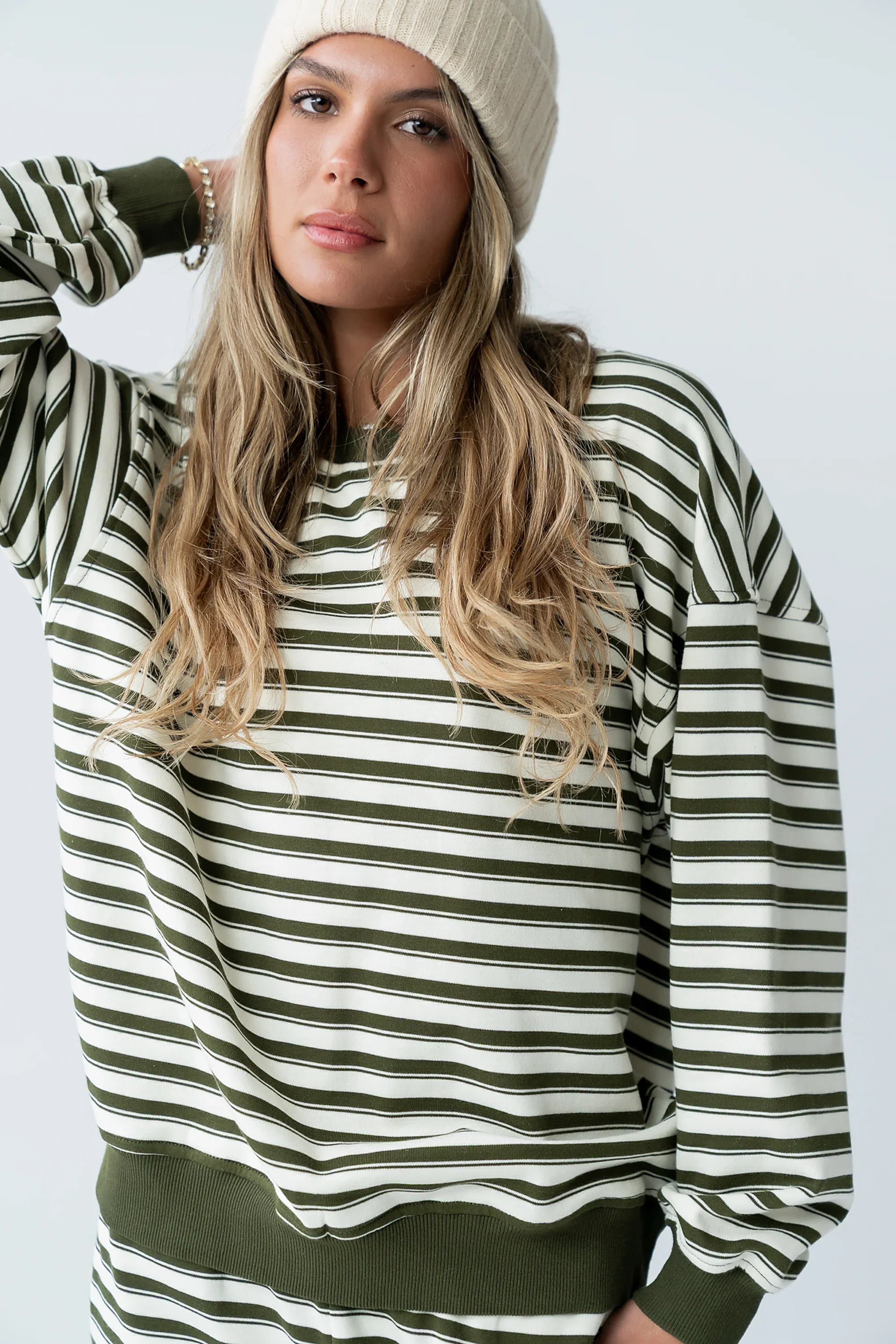 Taya Striped Sweater in Olive FINAL SALE