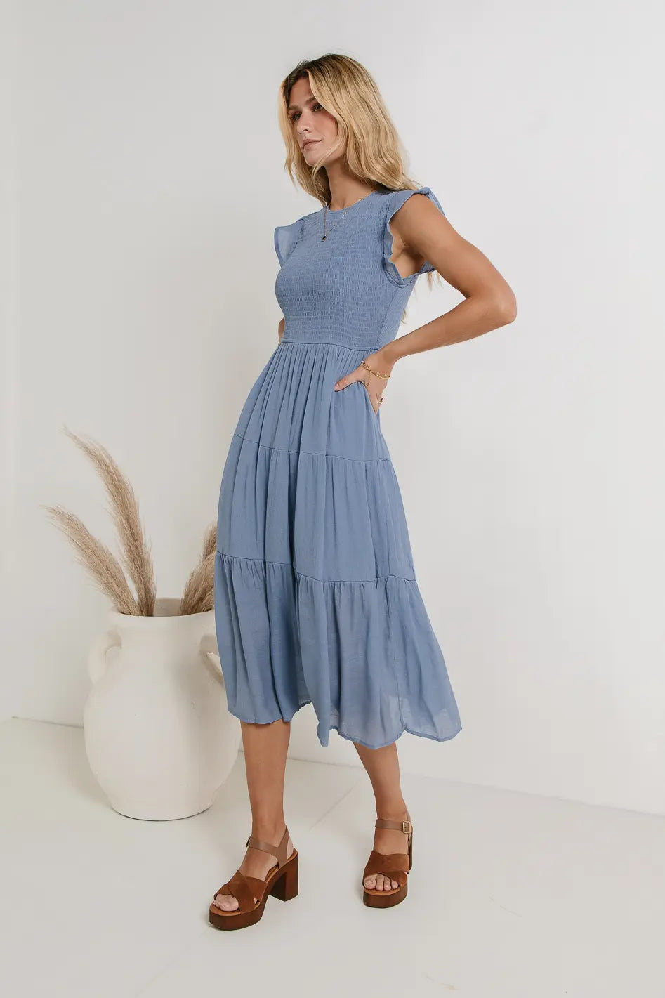 Declan Midi Dress in Blue FINAL SALE