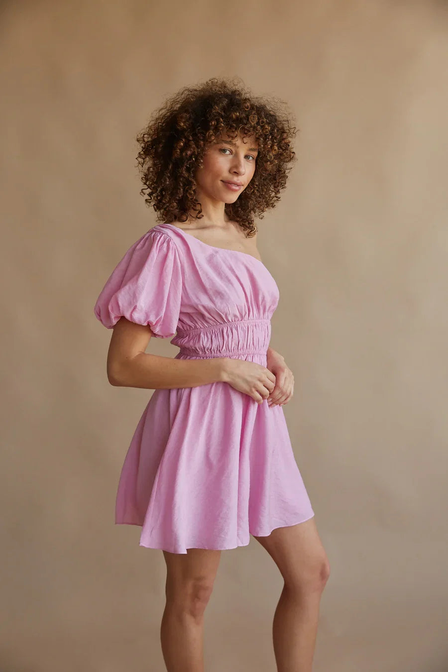 Charlotte One Shoulder Babydoll Mini Dress