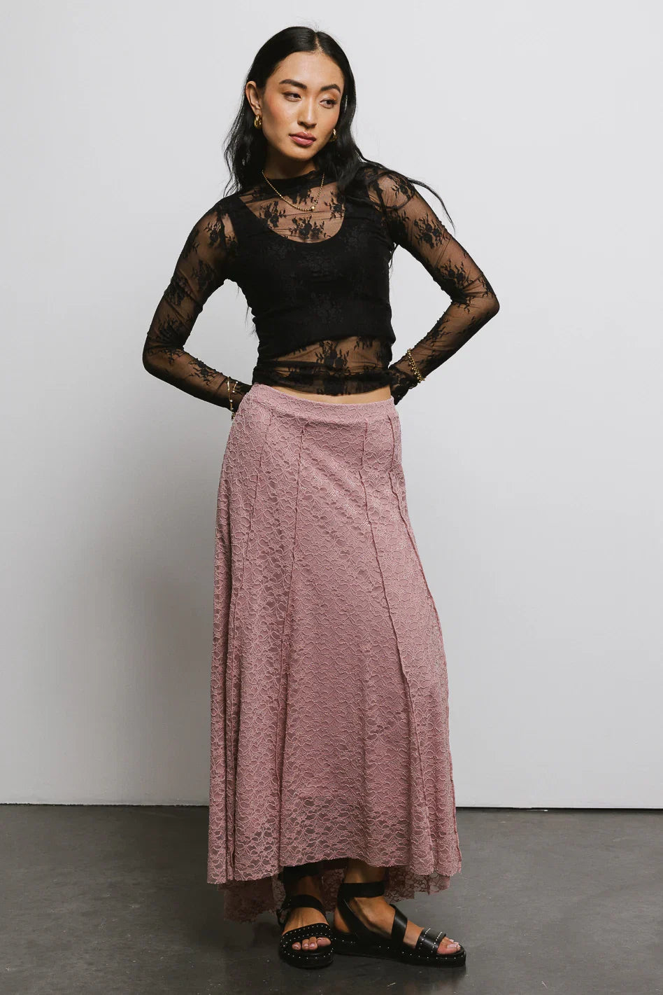 Eliza Lace Skirt in Rose FINAL SALE