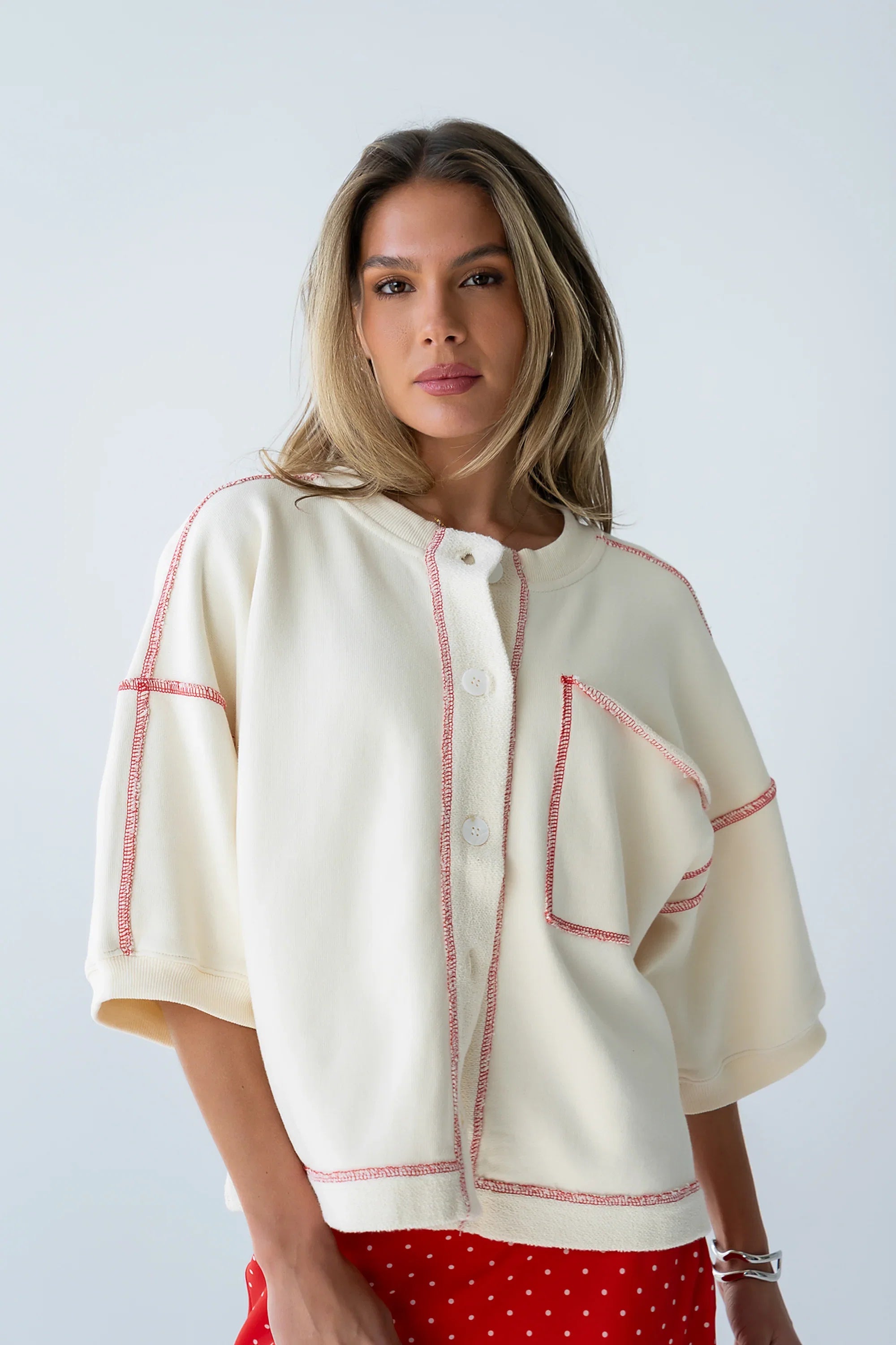 Liam Oversized Top in Bone