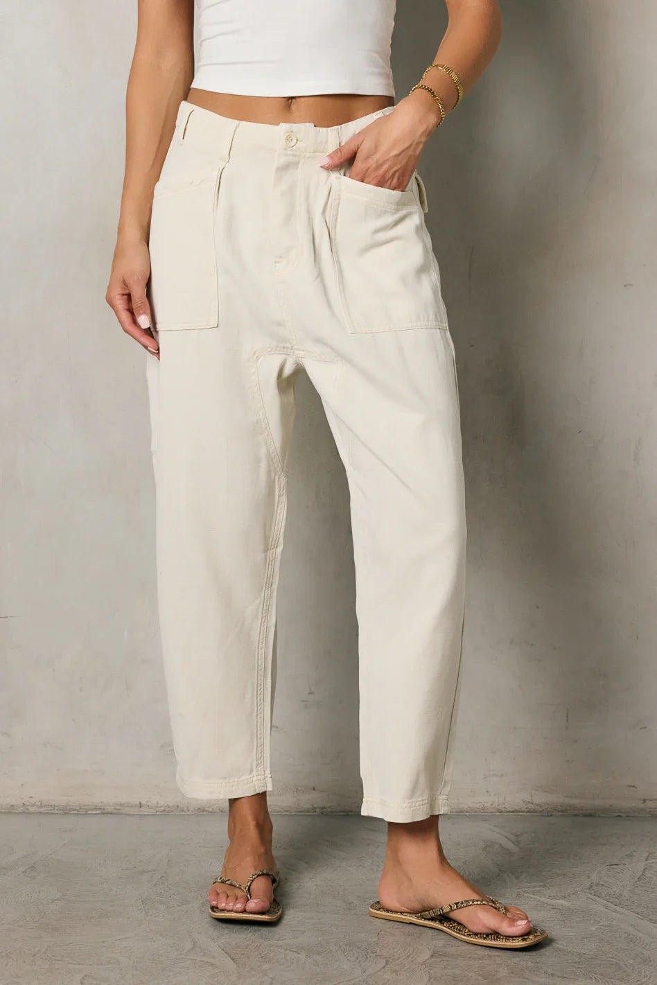 Rosie Tencel Loose Pants in Beige FINAL SALE