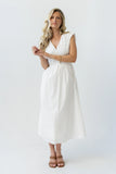 Barb Pleated Midi Dress in White