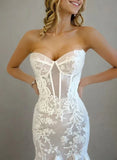 Mermaid Sexy Sweetheart Sleeveless Lace Wedding Dresses