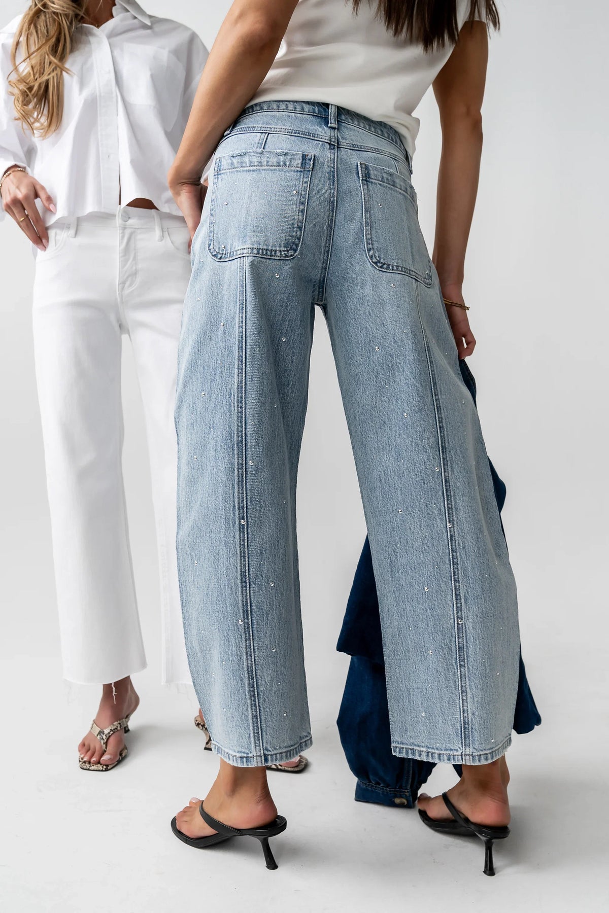 Kessie Rhinestone Barrel Jeans