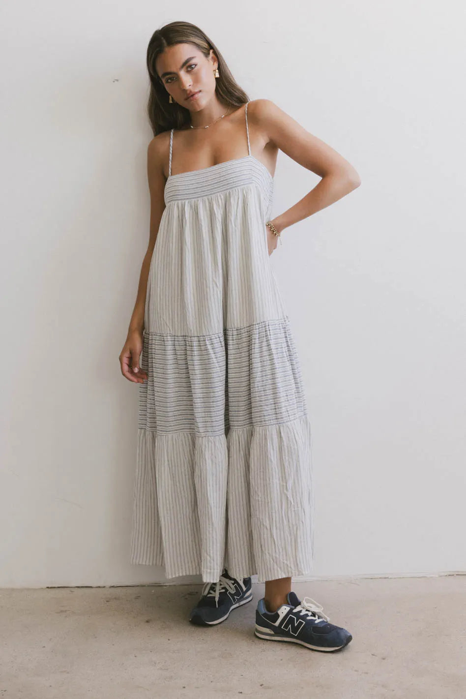 Demi Striped Midi Dress in Blue FINAL SALE