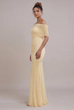 Daffodil Off the Shoulder Ruched Mermaid Long Weddding Guest Dress