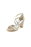 Champagne Cross Strap High Heels with Crystal Embellishments