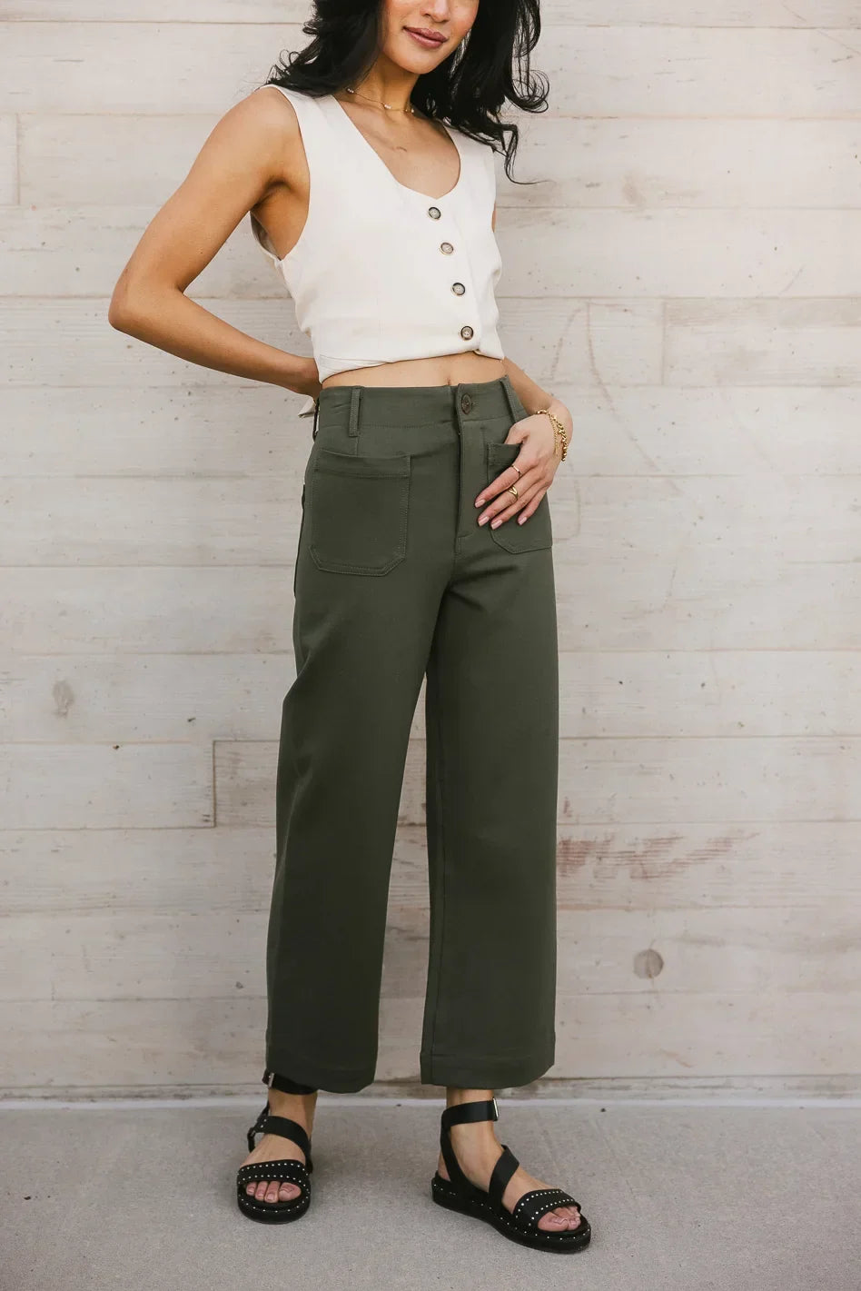 Sadie Wide Leg Pants in Olive FINAL SALE