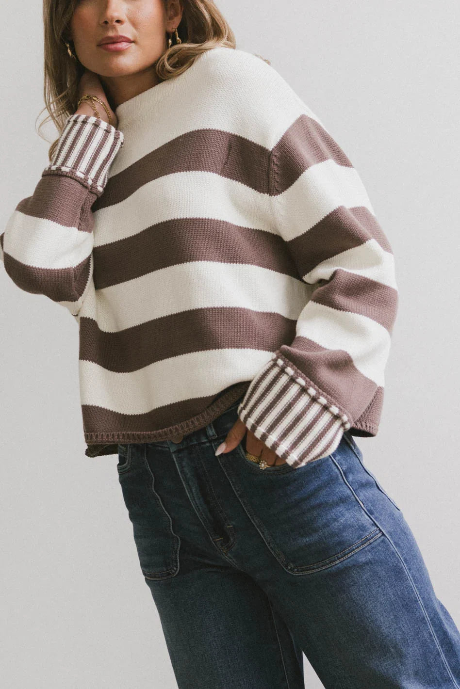 Helena Striped Sweater in Brown FINAL SALE