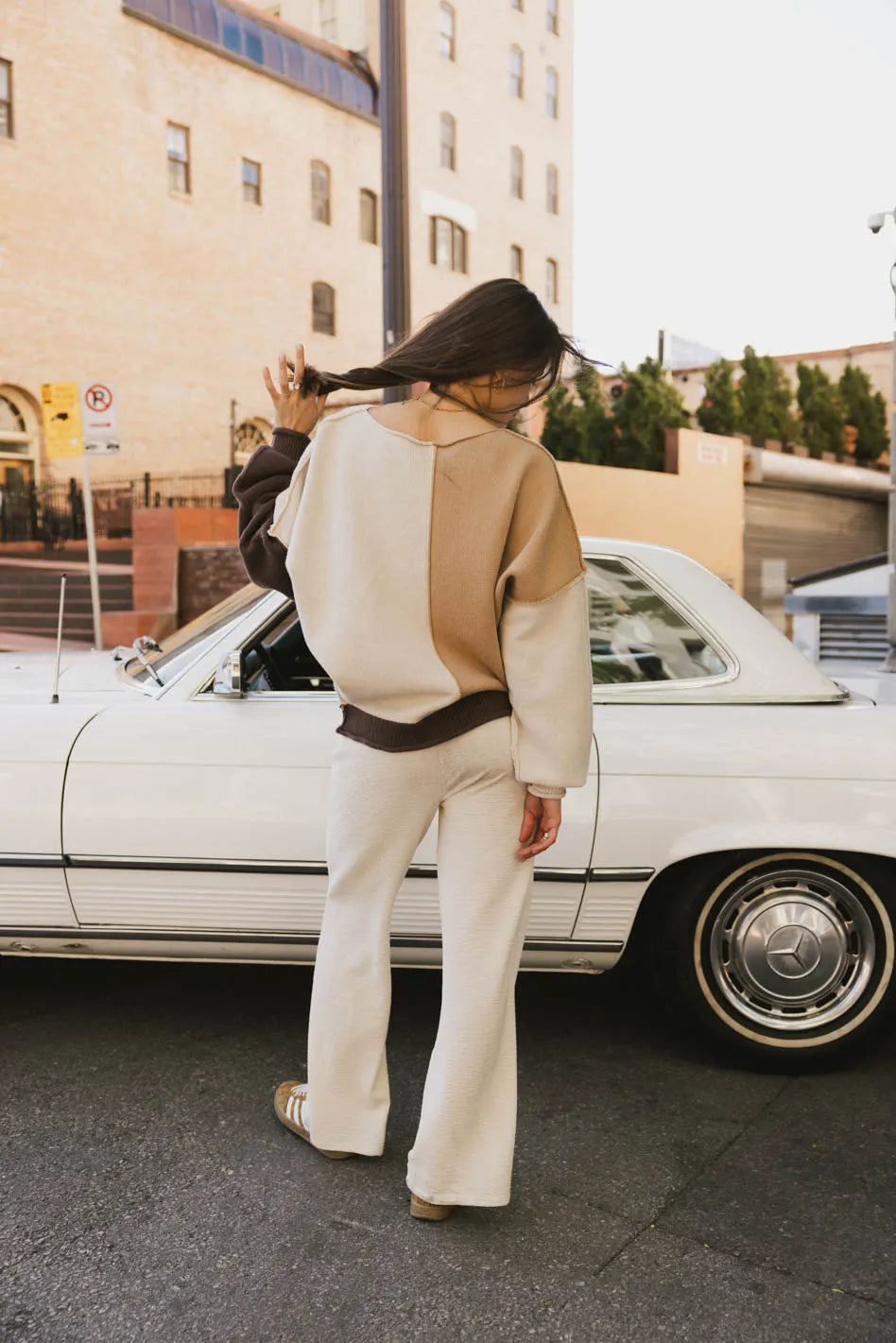 Abara Colorblock Sweater in Oatmeal FINAL SALE
