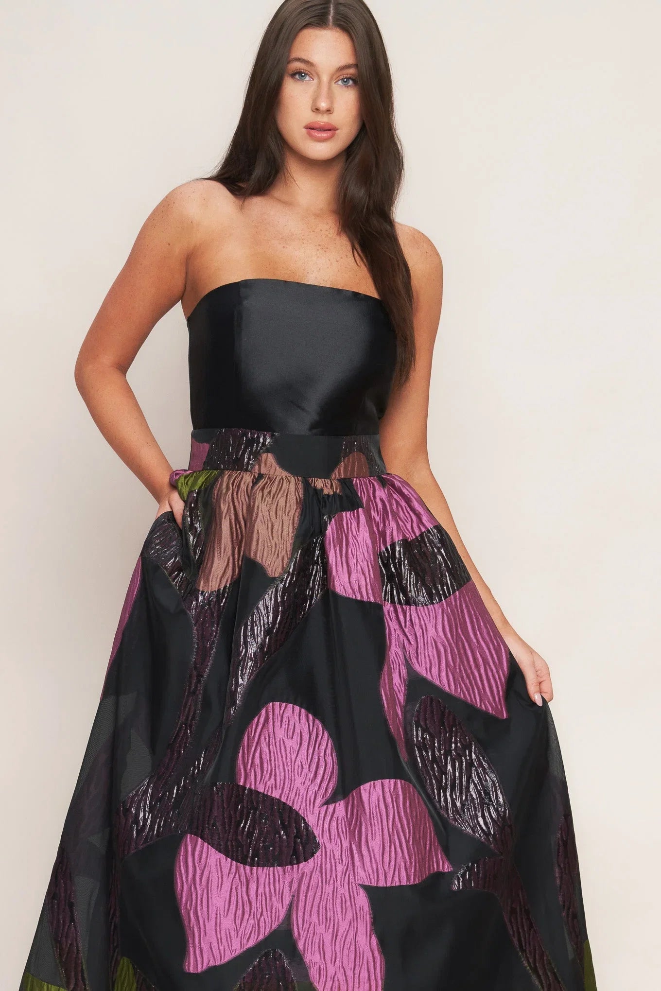 ABSTRACT ROSE BLACK MIDI DRESS FINAL SALE