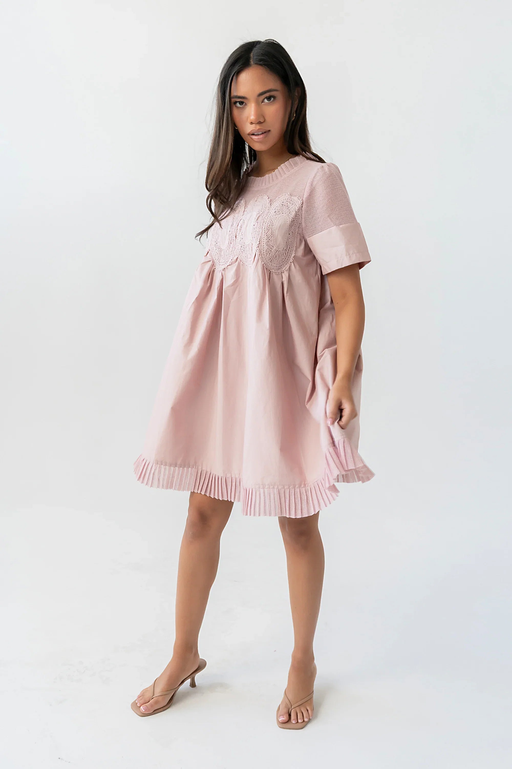 Russel Mesh Mini Dress in Mauve
