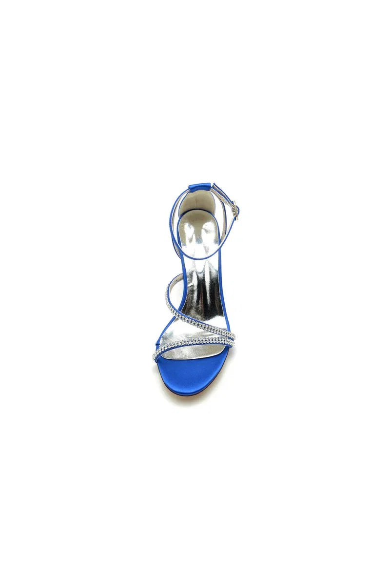 Faux Silk Strappy Chunky Heel Prom Shoes