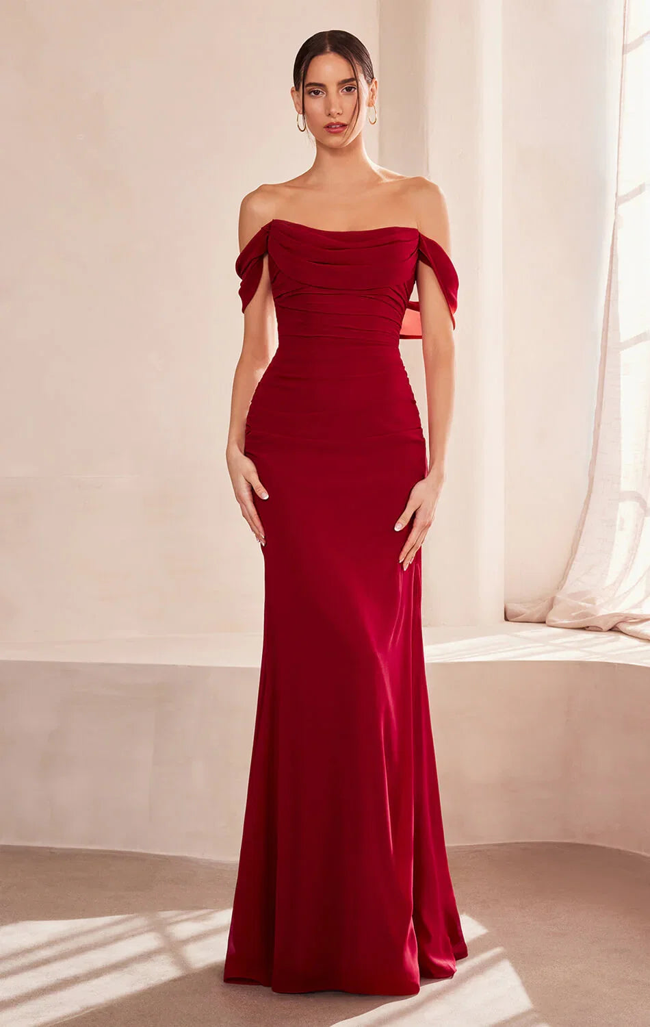 Faye Gown Chiffon Off the Shoulder Fitted Dress