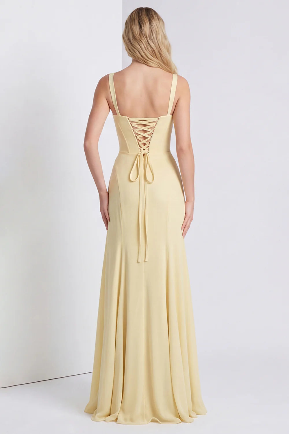Daffodil Corset A Line Lace up Back Maxi Dress with Slit