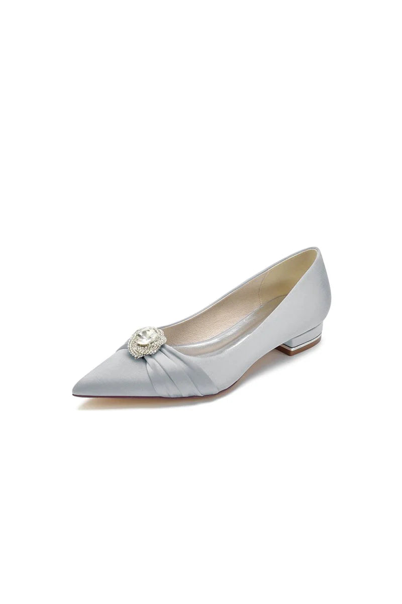 Cocktail Pointed Toe Flats With Crystal