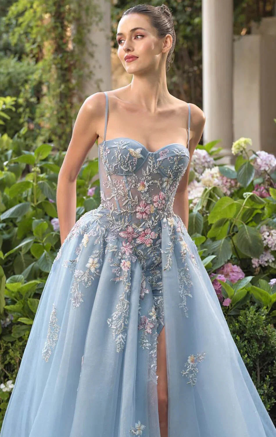 A1490 Beaded Bellflower Bustier Ball Gown Andrea Leo