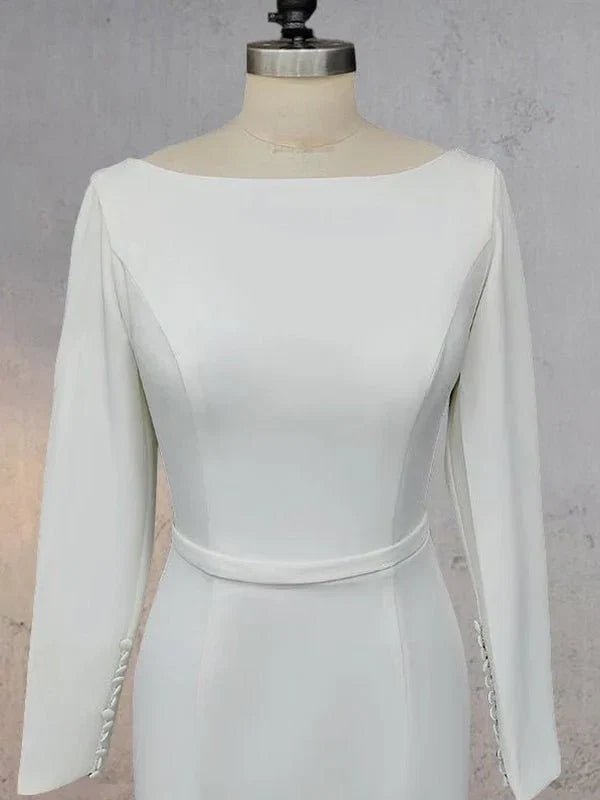Mermaid Scoop Neck V Back Satin Wedding Dress