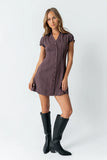 Lockie Pinstripe Mini Dress in Dark Brown FINAL SALE