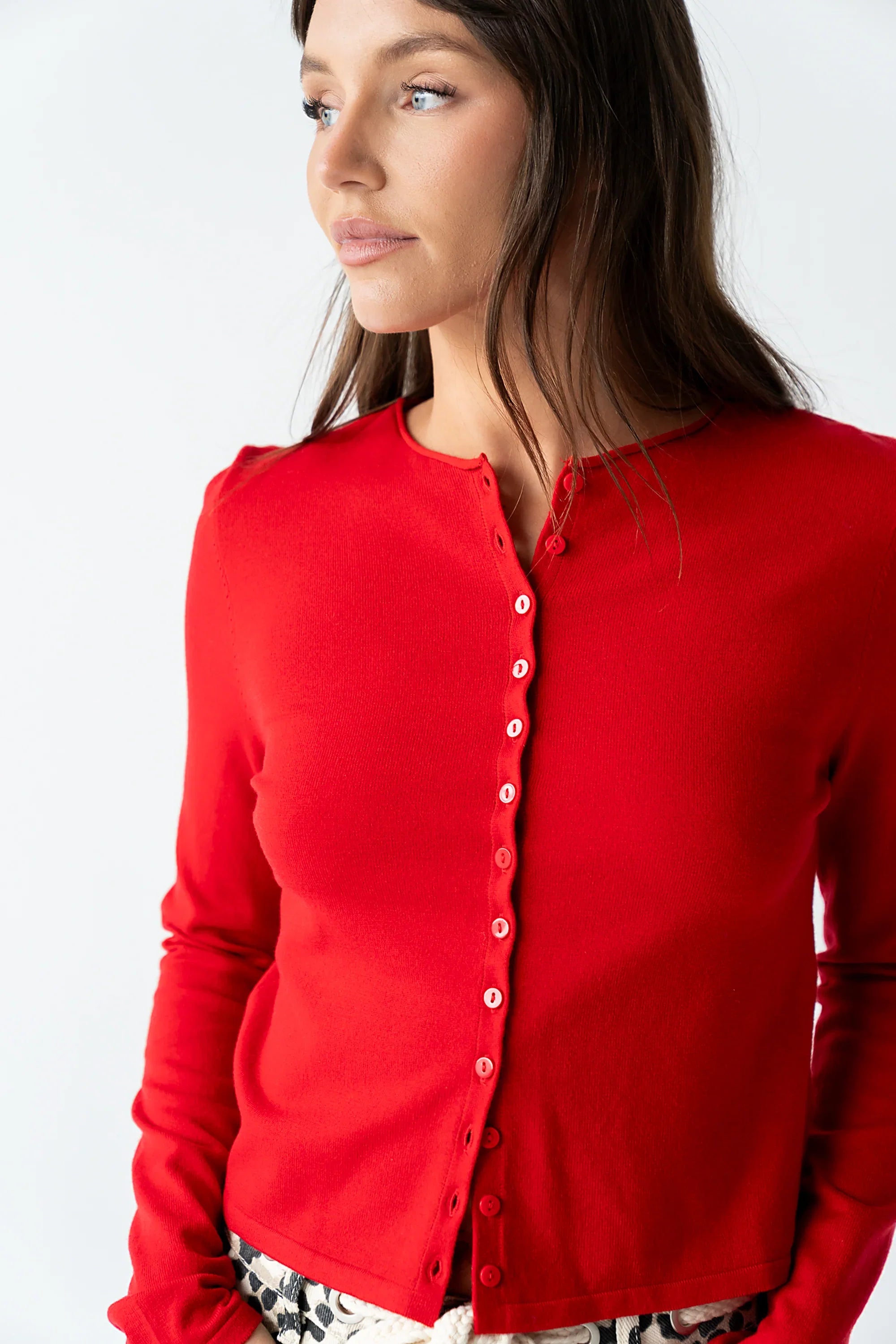 Maddy Button Up Cardigan in Red FINAL SALE