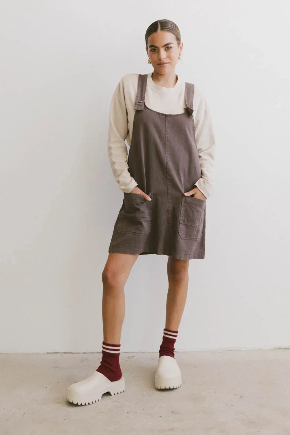 Britt Overall Dress in Brown FINAL SALE