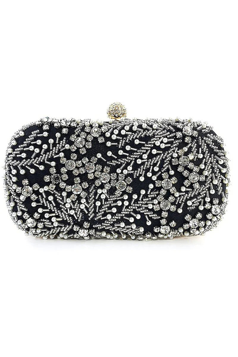 Pearl Rhinestone Beaded Square Handbag