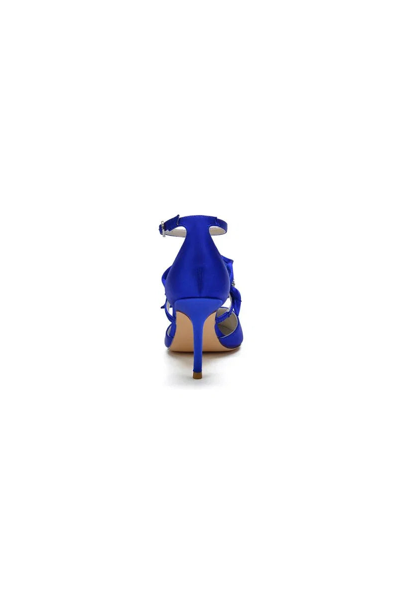 Cocktail Pointed Toe Crystal Buckle Strap High Heels