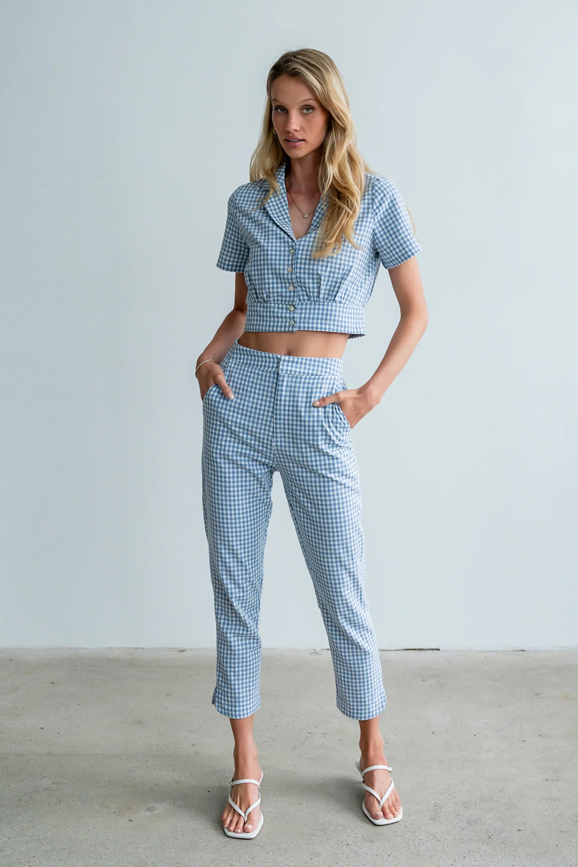 Madie Gingham Pants in Blue