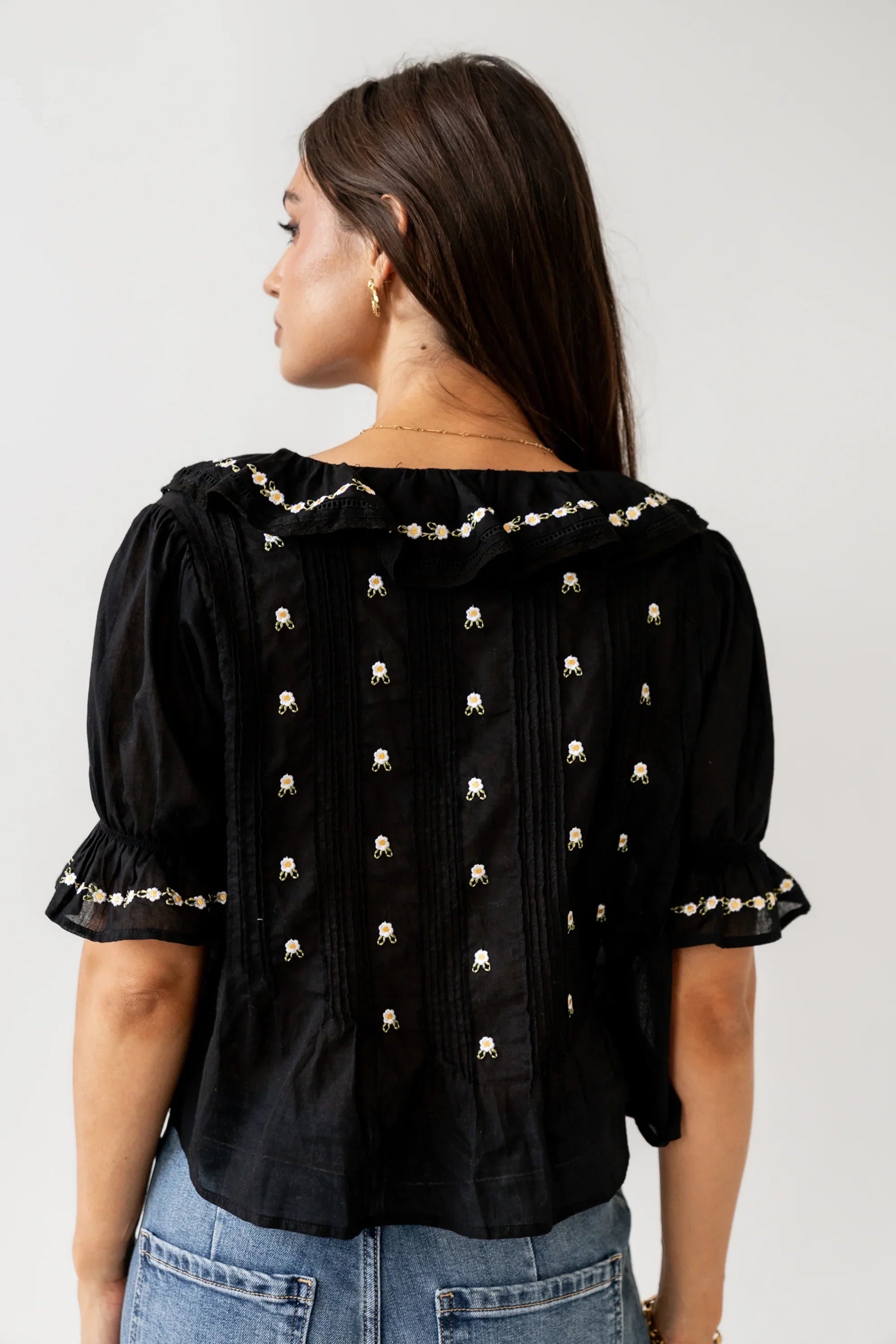 Suzie Embroidered Blouse in Black FINAL SALE