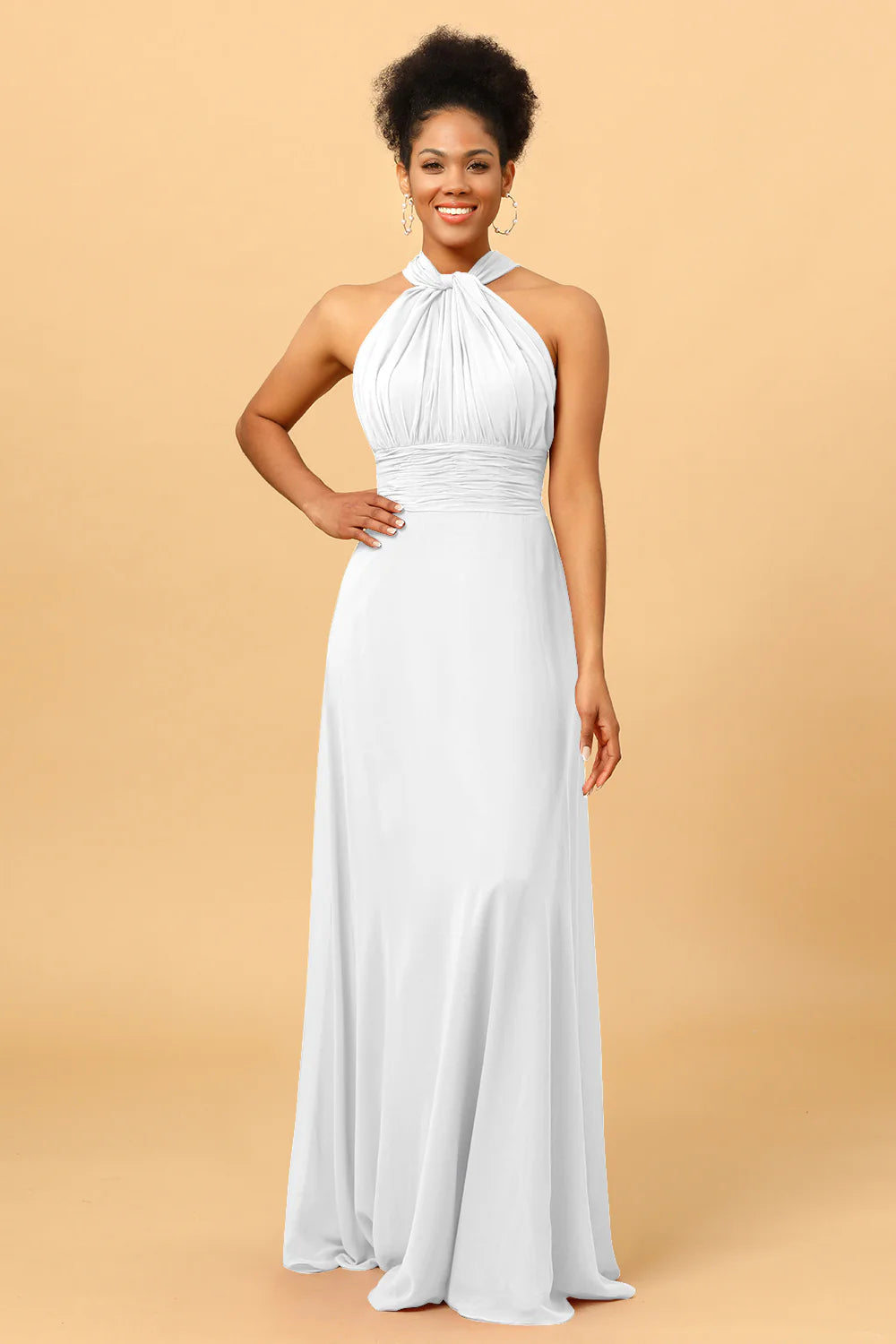 A Line Convertible Long Chiffon Bridesmaid Dress