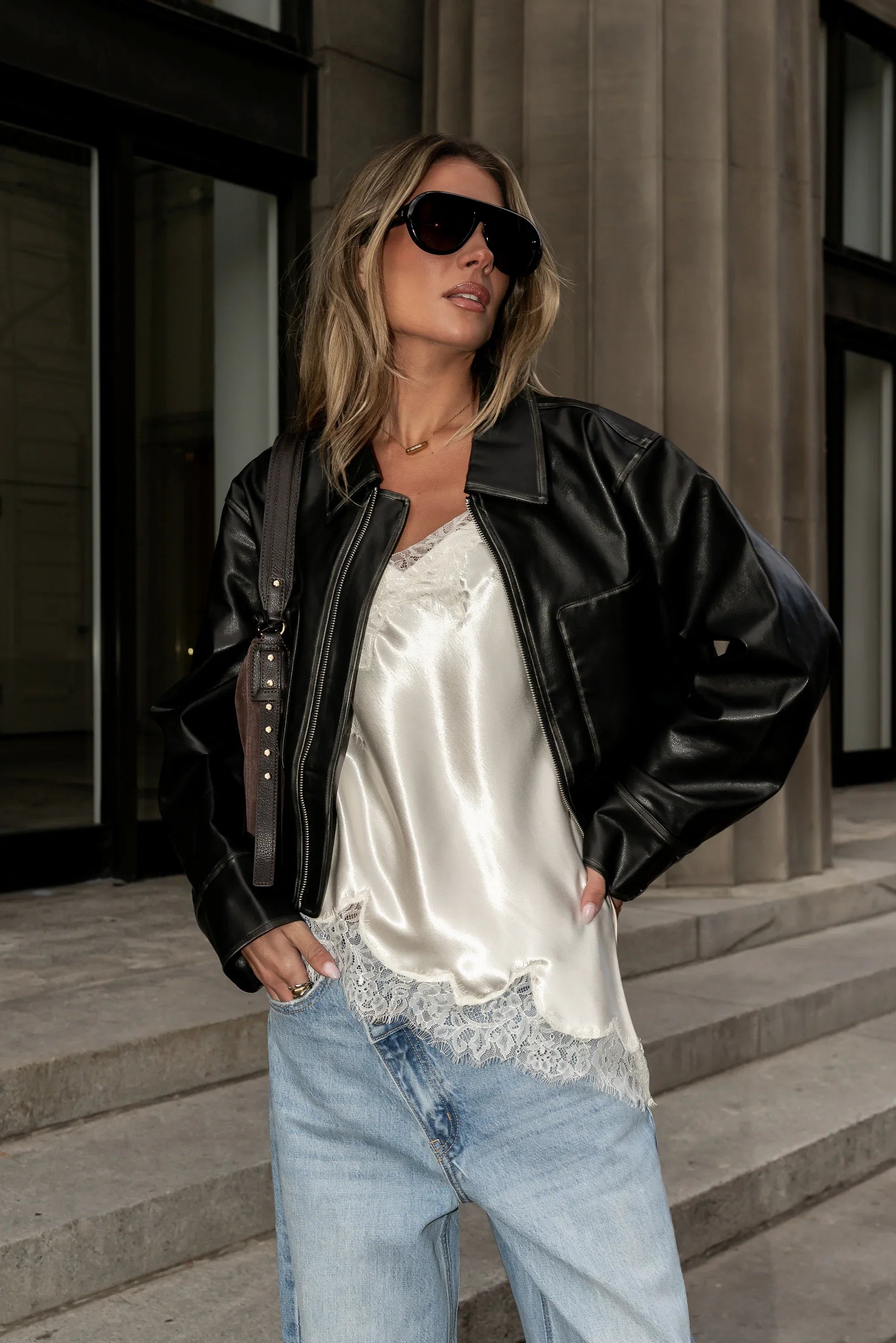 Jaymie Vegan Leather Jacket in Black FINAL SALE