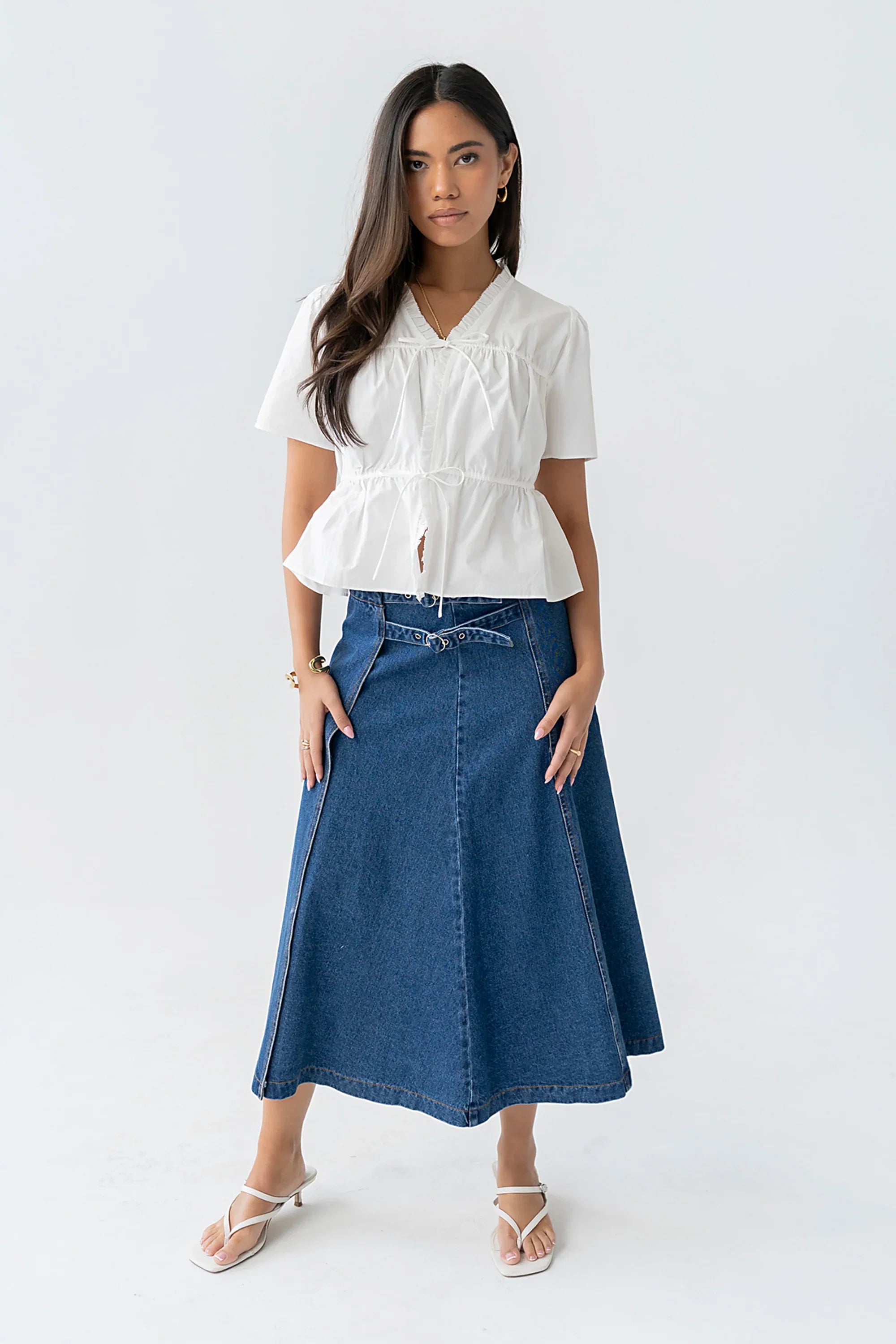 Carson Denim Midi Skirt