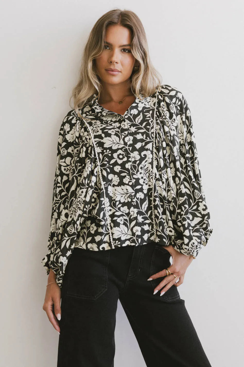 Nona Dolman Sleeve Blouse in Black FINAL SALE