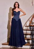 Nigella Gown Peplum Corset A line Formal Dress With Scarf