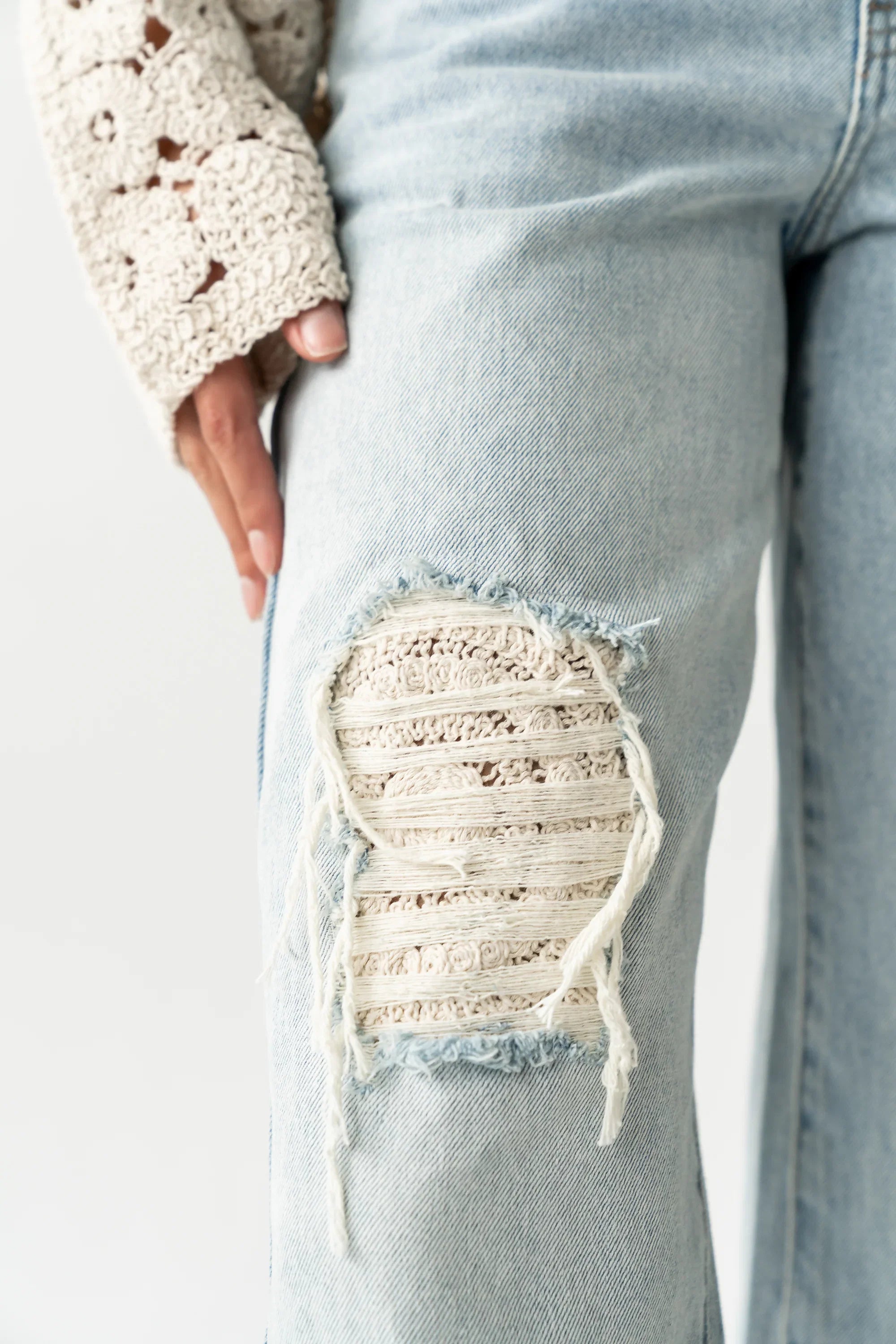Marvin Crochet Wide Leg Jeans