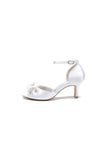 Peep Toe Rhinestone Chunky Heel Pumps with Flower