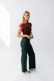 Tracy Mixed Media Top in Burgundy
