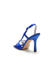 Elegant Blue Satin Stiletto Heels with Crystal Embellishment