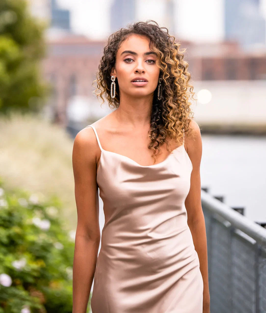 Aspen Midi Dress Champagne Satin Slip Dress