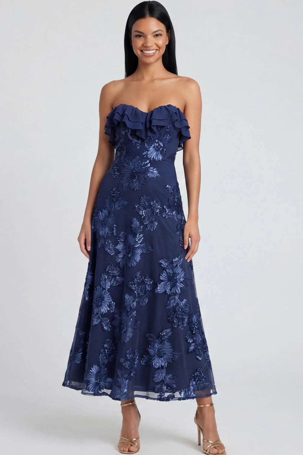 Sweetheart A Line Light Blue Wedding Guest Dress with Appliques
