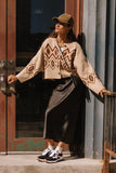 Angelica Geometric Cardigan in Tan FINAL SALE