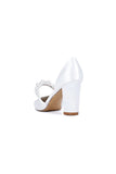 Fuchsia Satin High Heels with Pearl Accent