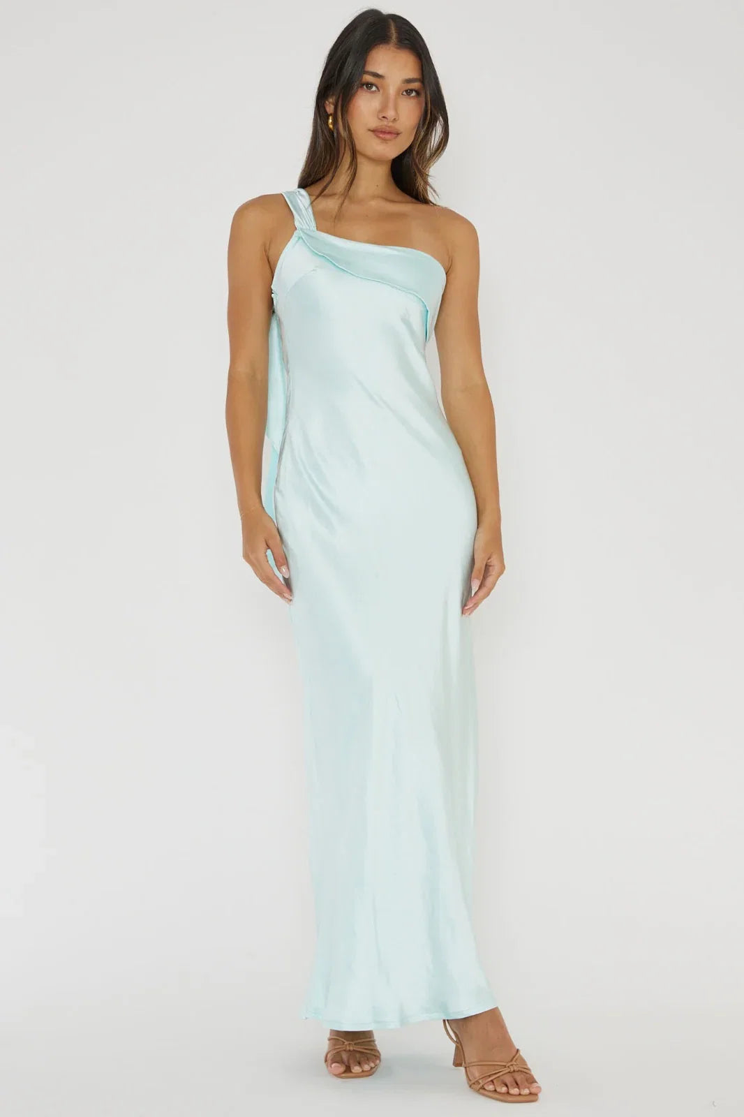 Blaine Maxi Dress Ice Blue Satin Slip Dress