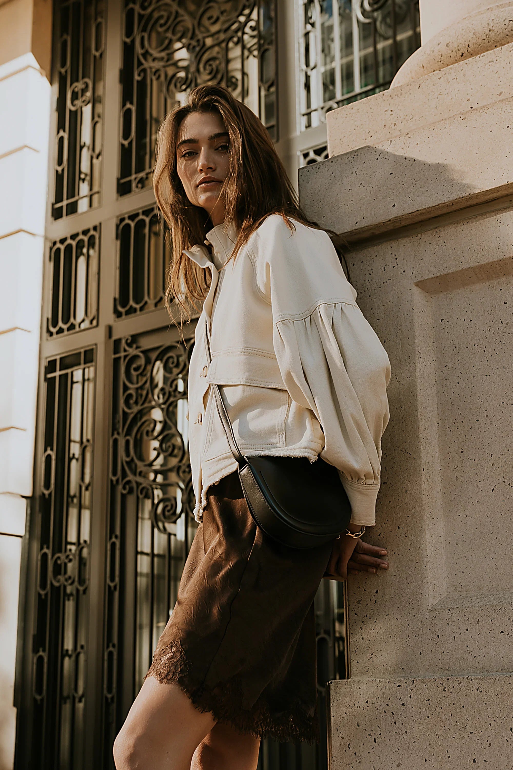 Sasha Denim Jacket in Cream FINAL SALE