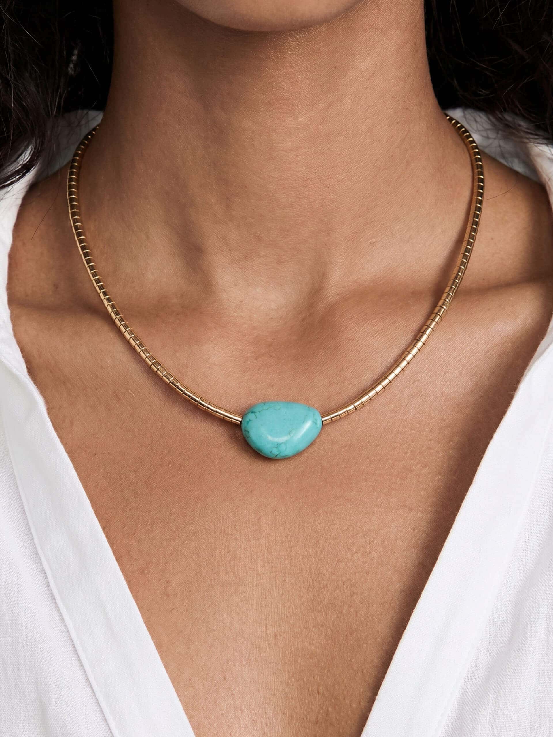 Beaded Turquoise Nugget Necklace